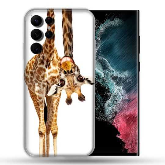 Coque Pour Samsung Galaxy S22 Ultra Animal Girafe Blanche