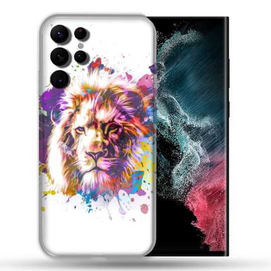 Coque Pour Samsung Galaxy S22 Ultra Animal Lion Tag