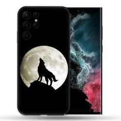 Coque Pour Samsung Galaxy S22 Ultra Animal Loup Noir
