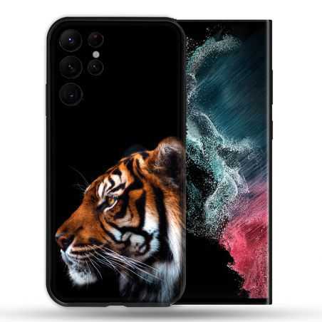 Coque Pour Samsung Galaxy S22 Ultra Animal Tigre Noir