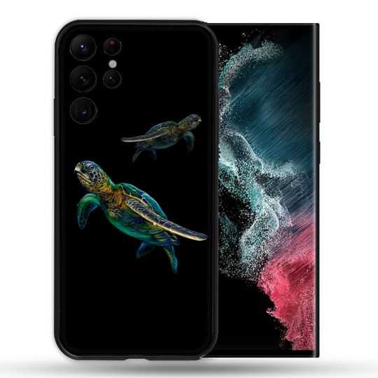 Coque Pour Samsung Galaxy S22 Ultra Animal Tortue Noire multicolore