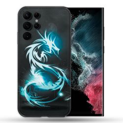 Coque Pour Samsung Galaxy S22 Ultra Fantastique Dragon Bleu