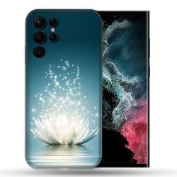Coque Pour Samsung Galaxy S22 Ultra Fleur Lotus Blanc