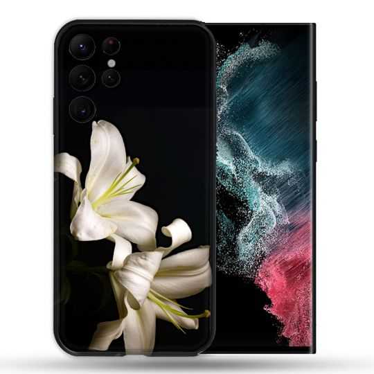 Coque Pour Samsung Galaxy S22 Ultra Fleur Lys Noir