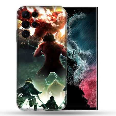 Coque Pour Samsung Galaxy S22 Ultra Manga Attaque Titans Combat
