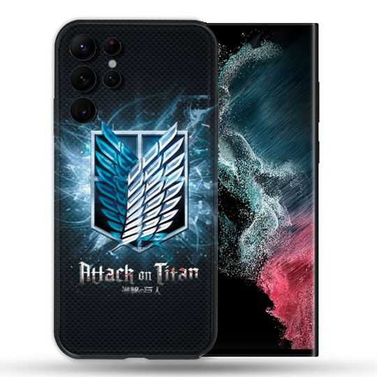Coque Pour Samsung Galaxy S22 Ultra Manga Attaque Titans Noir
