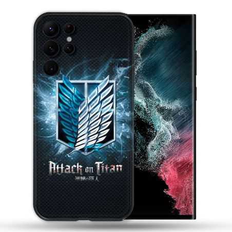 Coque Pour Samsung Galaxy S22 Ultra Manga Attaque Titans Noir