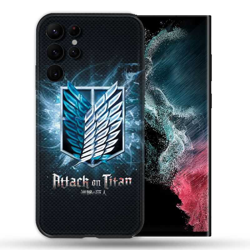 Coque Pour Samsung Galaxy S22 Ultra Manga Attaque Titans Noir
