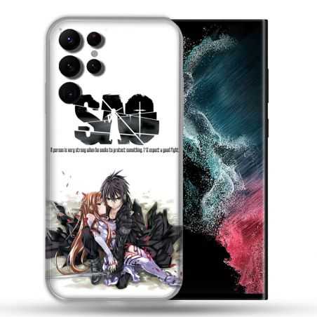 Coque Pour Samsung Galaxy S22 Ultra Manga SAO sword Art Online Blanc