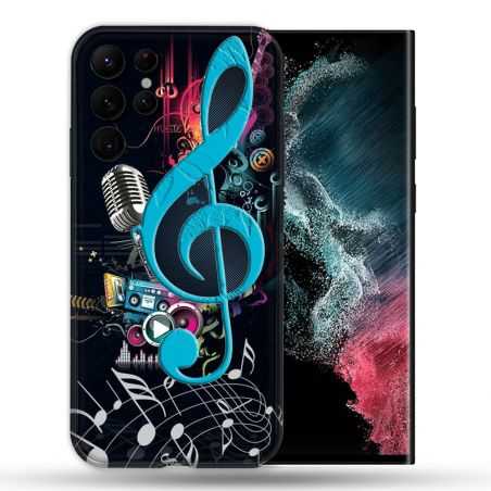 Coque Pour Samsung Galaxy S22 Ultra Musique Cle Sol Bleu