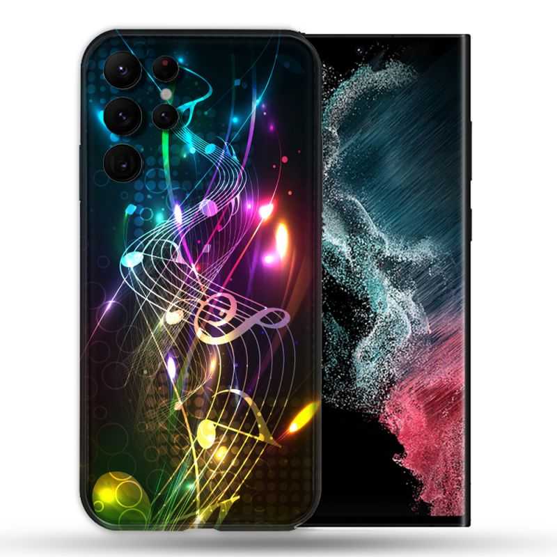 Coque Pour Samsung Galaxy S22 Ultra Musique Partition Multicolore