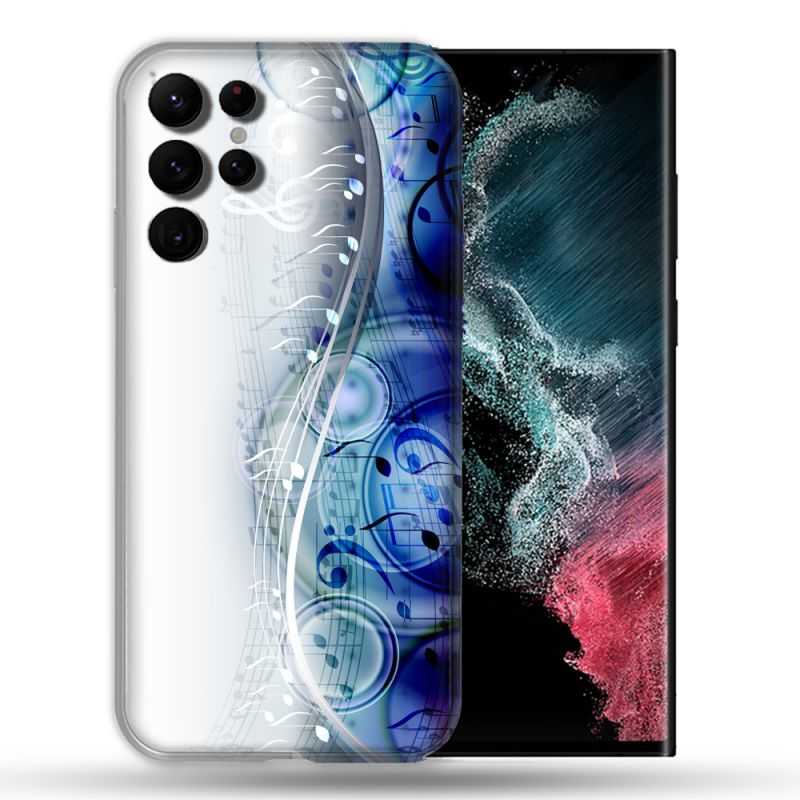 Coque Pour Samsung Galaxy S22 Ultra Musique Partition Vague