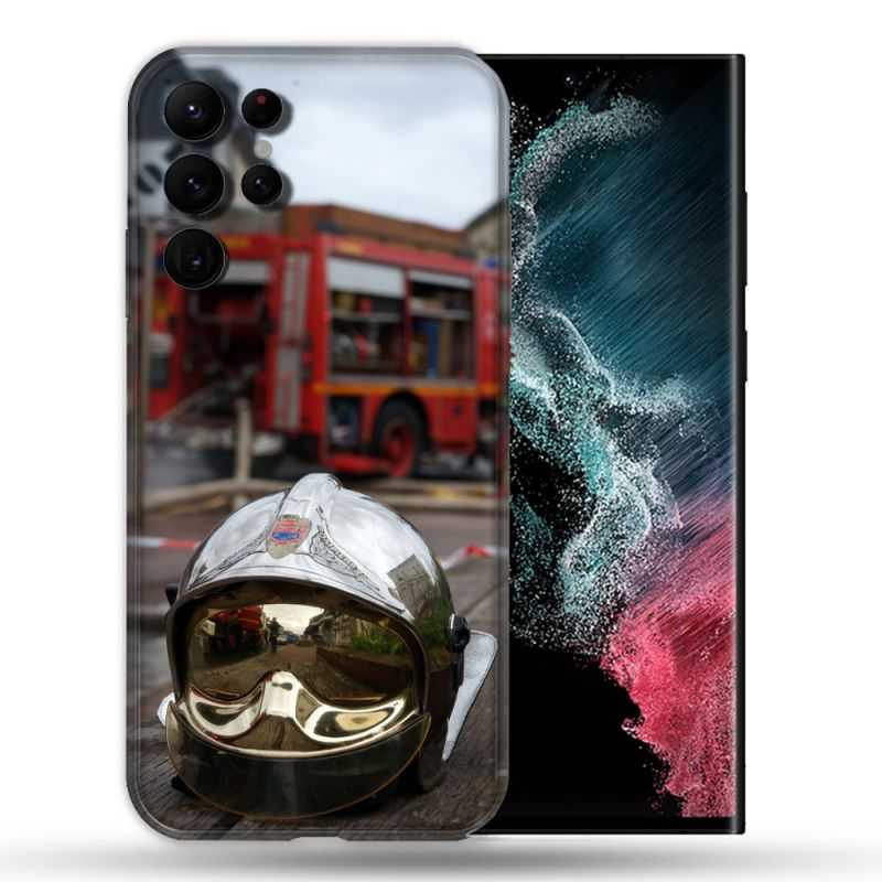 Coque Pour Samsung Galaxy S22 Ultra Pompier Casque Camion