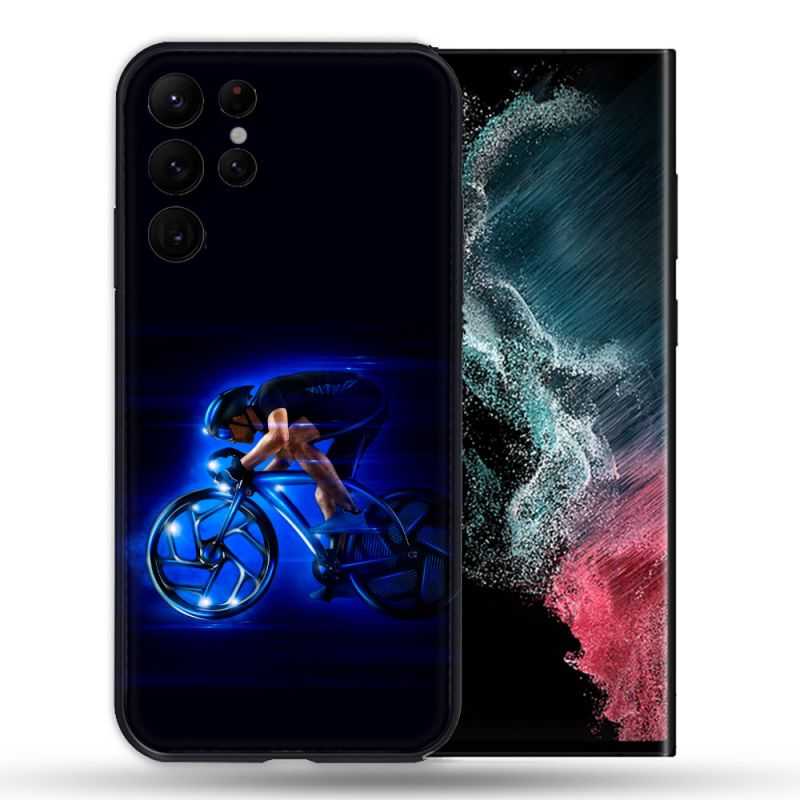 Coque Pour Samsung Galaxy S22 Ultra Sport Cyclisme Bleu