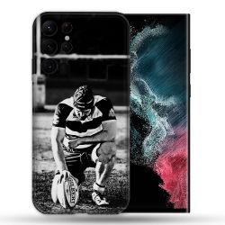 Coque Pour Samsung Galaxy S22 Ultra Sport Rugby Noir Blanc