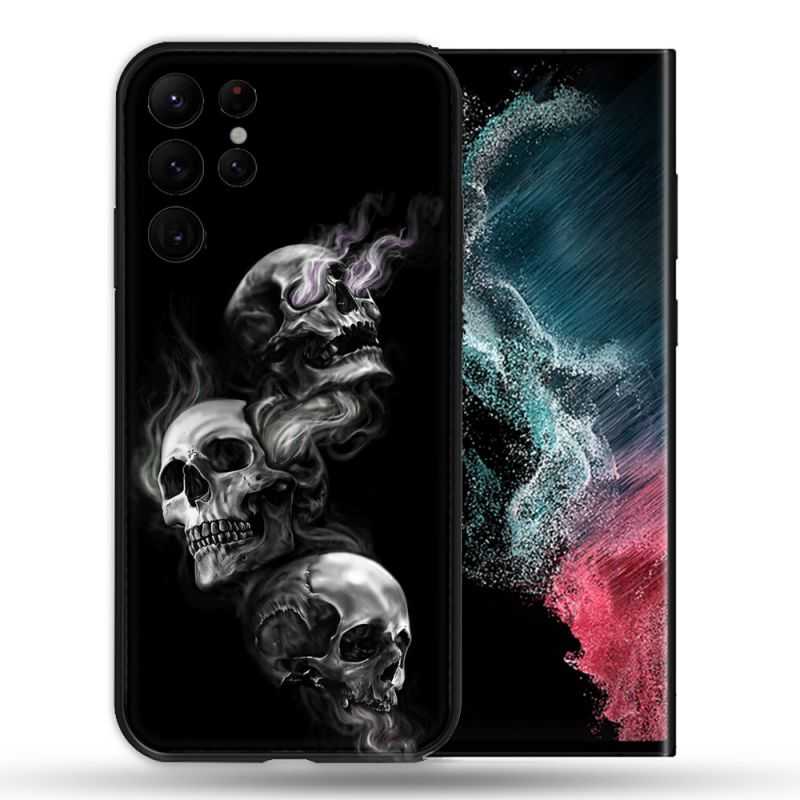 Coque Pour Samsung Galaxy S22 Ultra Tete de Mort Triple