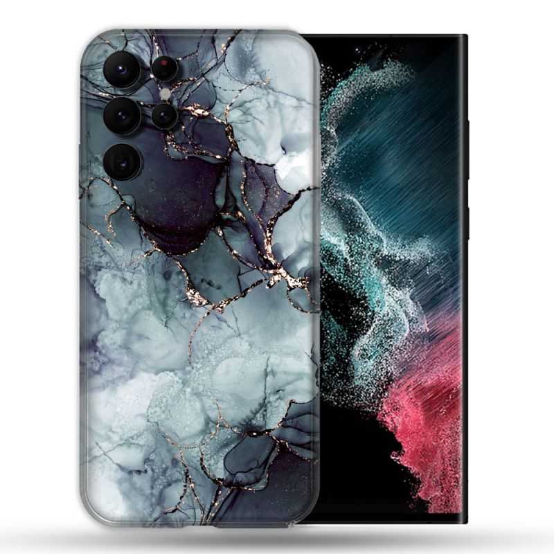 Coque Pour Samsung Galaxy S22 Ultra Texture Marbre Gris