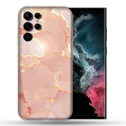 Coque Pour Samsung Galaxy S22 Ultra Texture Marbre Rose