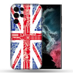 Coque Pour Samsung Galaxy S22 Ultra Voyage Angleterre Blanc
