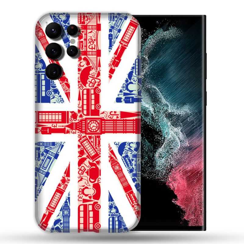 Coque Pour Samsung Galaxy S22 Ultra Voyage Angleterre Blanc