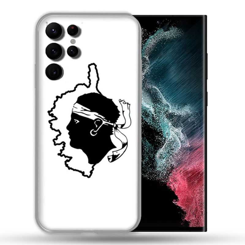Coque Pour Samsung Galaxy S22 Ultra Voyage Corse Blanc