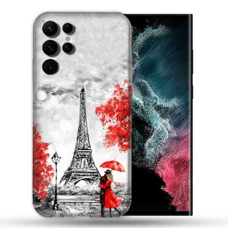 Coque Pour Samsung Galaxy S22 Ultra Voyage France Paris Rouge