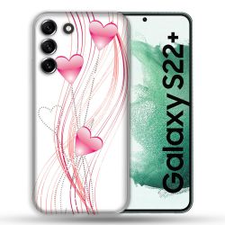 Coque Pour Samsung Galaxy S22 Plus Amour Coeur Rose Montant sur Blanc