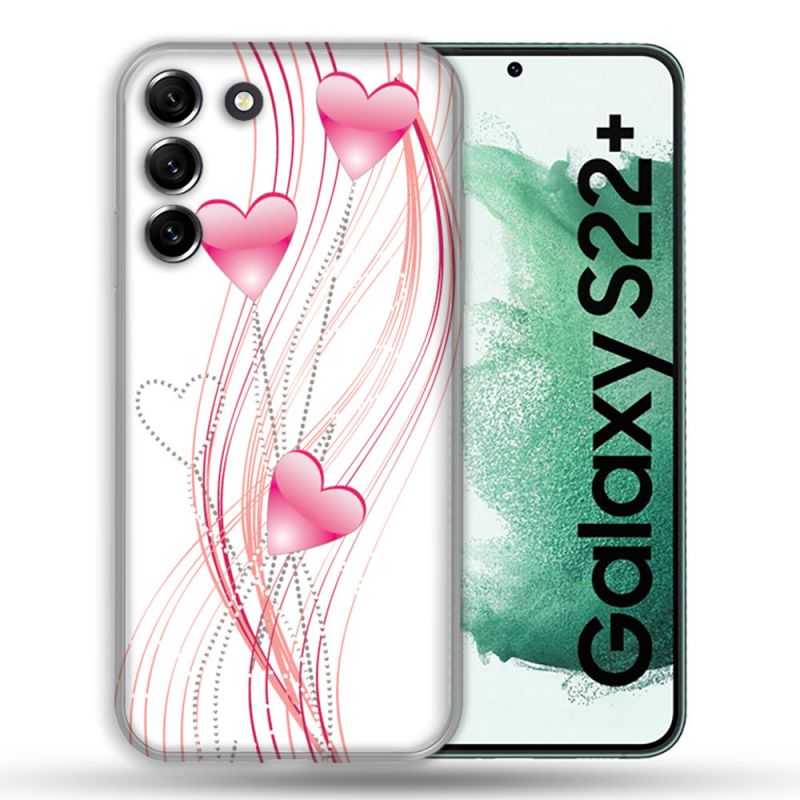 Coque Pour Samsung Galaxy S22 Plus Amour Coeur Rose Montant sur Blanc