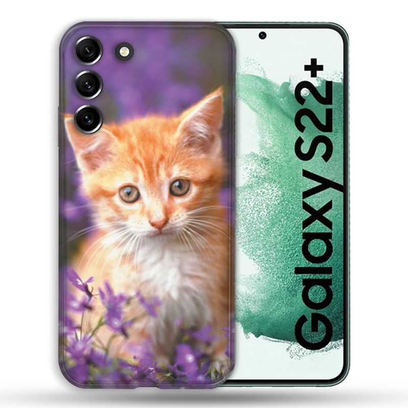 Coque Pour Samsung Galaxy S22 Plus Animal Chat Violet
