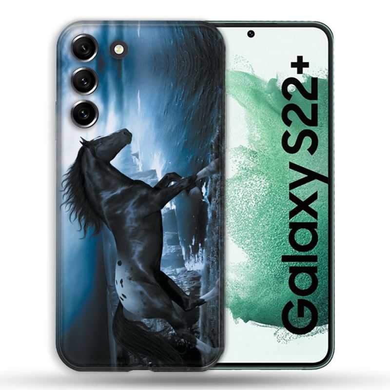 Coque Pour Samsung Galaxy S22 Plus Animal Cheval Noir