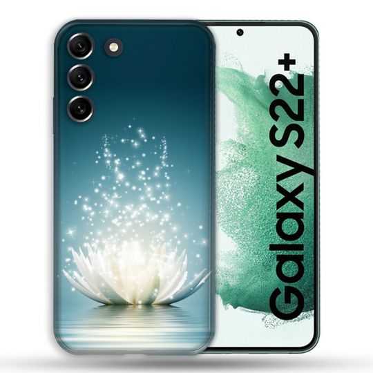 Coque Pour Samsung Galaxy S22 Plus Fleur Lotus Blanc