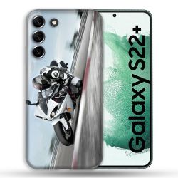 Coque Pour Samsung Galaxy S22 Plus Moto Course GP Blanche