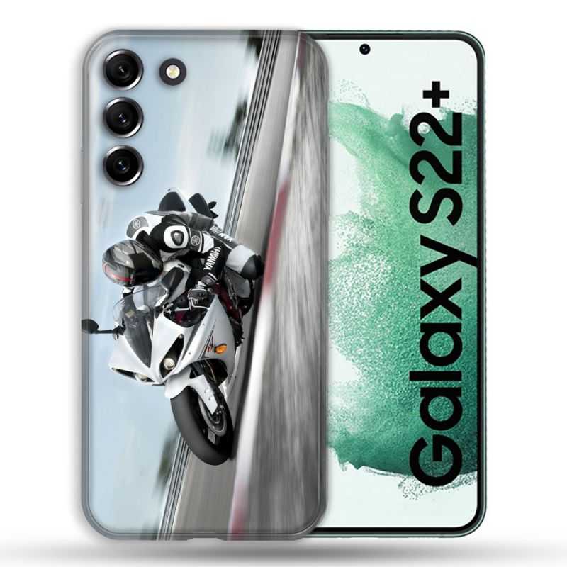 Coque Pour Samsung Galaxy S22 Plus Moto Course GP Blanche