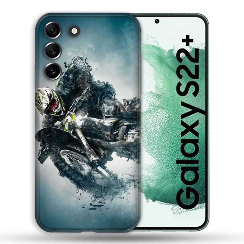 Coque Pour Samsung Galaxy S22 Plus Moto Cross Ombre