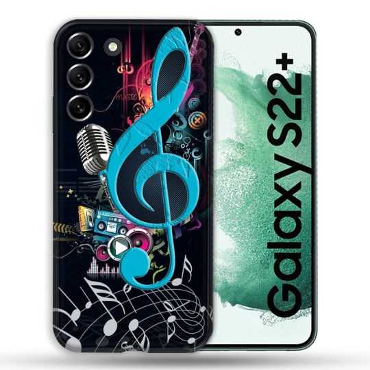 Coque Pour Samsung Galaxy S22 Plus Musique Cle Sol Bleu