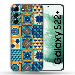 Coque Pour Samsung Galaxy S22 Plus Texture Carreau Ciment Orange