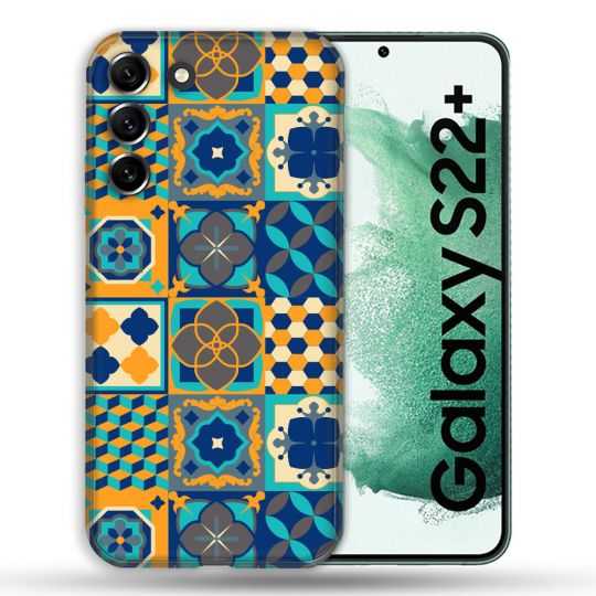 Coque Pour Samsung Galaxy S22 Plus Texture Carreau Ciment Orange