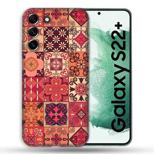 Coque Pour Samsung Galaxy S22 Plus Texture Carreau Ciment Rouge