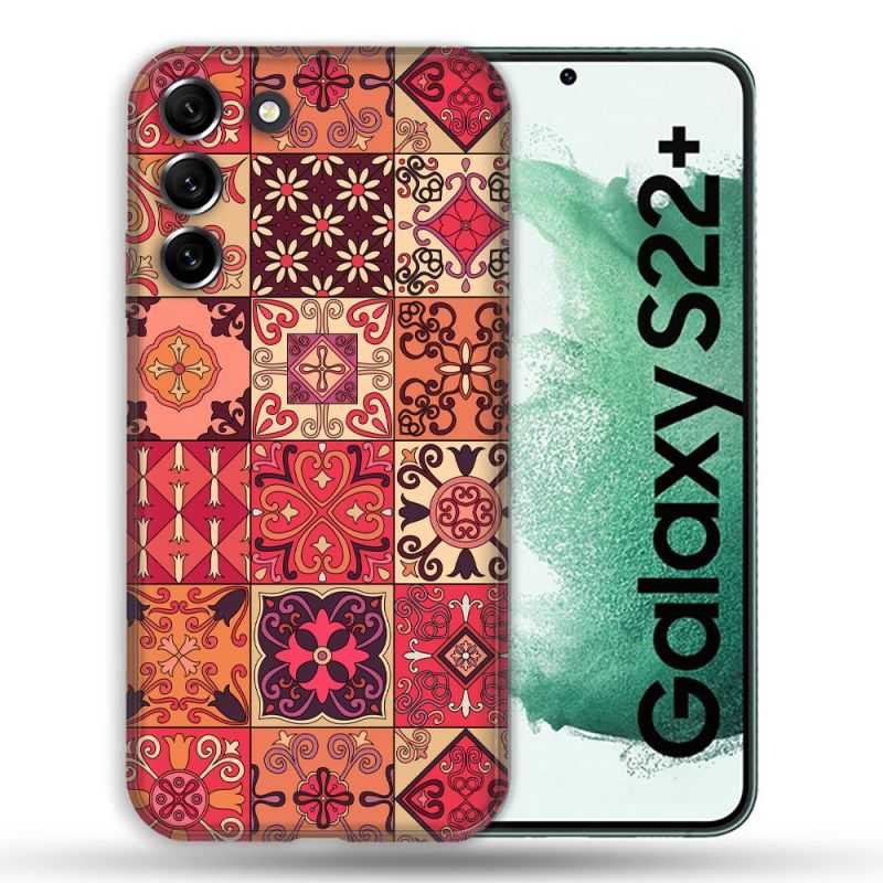 Coque Pour Samsung Galaxy S22 Plus Texture Carreau Ciment Rouge