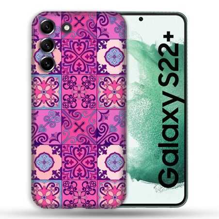 Coque Pour Samsung Galaxy S22 Plus Texture Carreau Ciment Violet