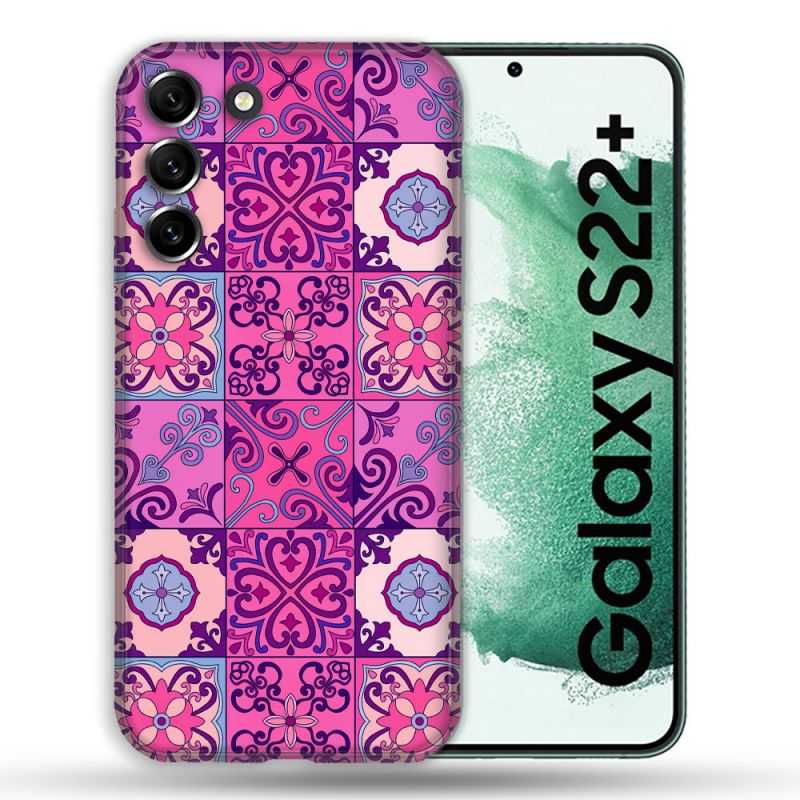 Coque Pour Samsung Galaxy S22 Plus Texture Carreau Ciment Violet
