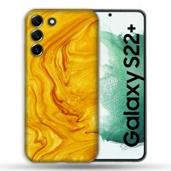 Coque Pour Samsung Galaxy S22 Plus Texture Marbre Jaune