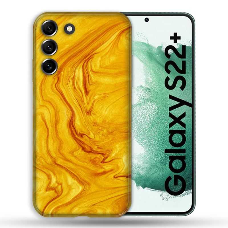 Coque Pour Samsung Galaxy S22 Plus Texture Marbre Jaune