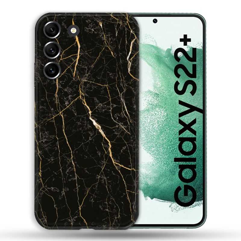 Coque Pour Samsung Galaxy S22 Plus Texture Marbre Noir
