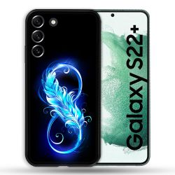Coque Pour Samsung Galaxy S22 Plus Texture Plume Infini Bleu