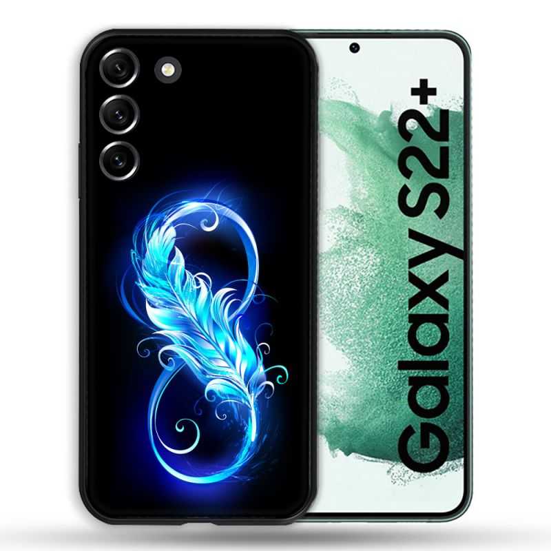 Coque Pour Samsung Galaxy S22 Plus Texture Plume Infini Bleu