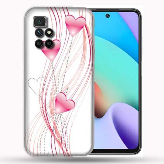 Coque Pour Xiaomi Redmi 10 Amour Coeur Rose Montant sur Blanc