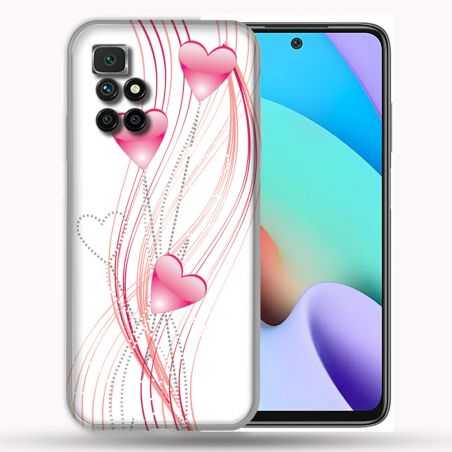 Coque Pour Xiaomi Redmi 10 Amour Coeur Rose Montant sur Blanc