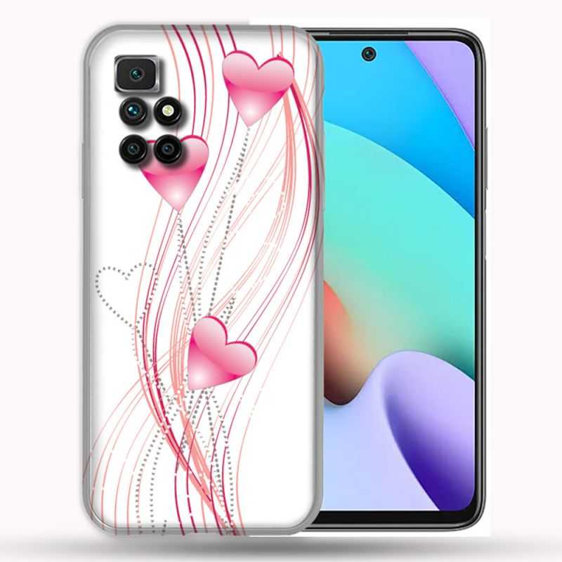 Coque Pour Xiaomi Redmi 10 Amour Coeur Rose Montant sur Blanc