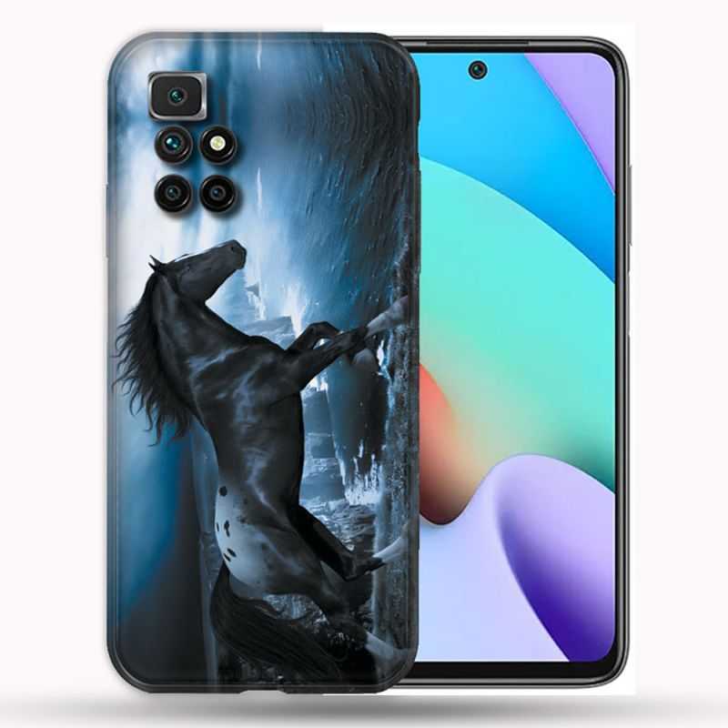 Coque Pour Xiaomi Redmi 10 Animal Cheval Noir